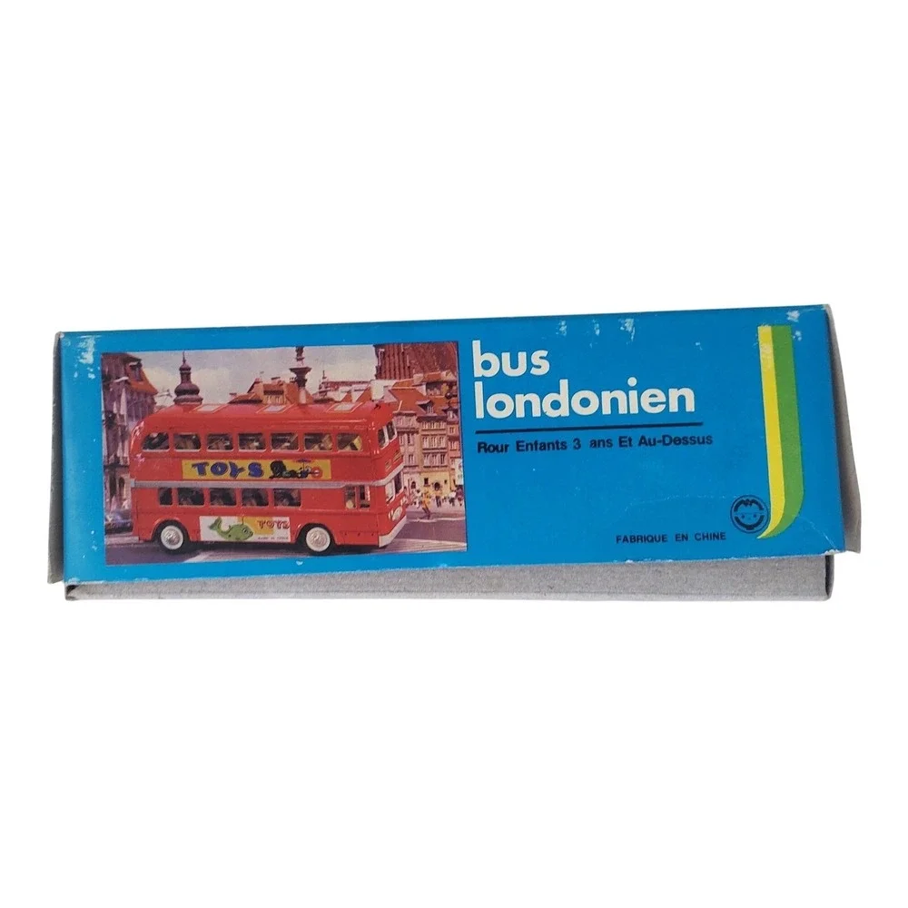 Vintage Friction Powered Toys Tin Double Decker Bus